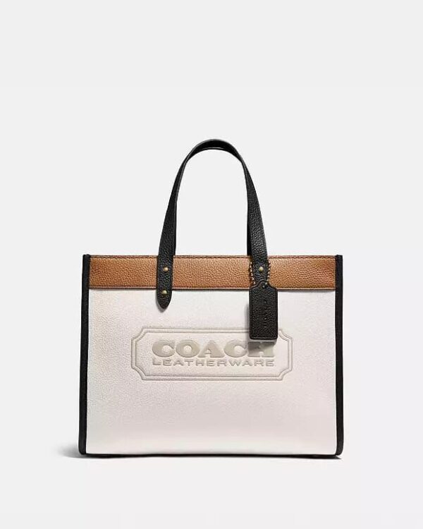 Small T Monogram Contrast Embossed Tote