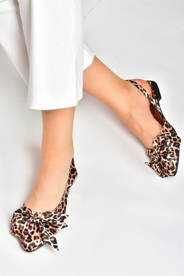 Zara Leopard Print Bows Slingback Flat