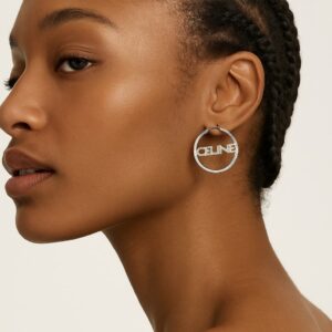CELINE Hoops in Brass with Rhodium