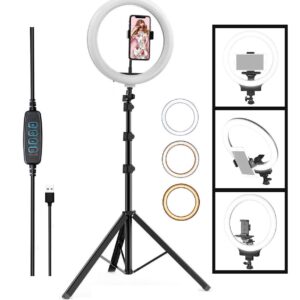Ring Light Tripod Stand with Mobile Holder – 26cm LED Selfie Light