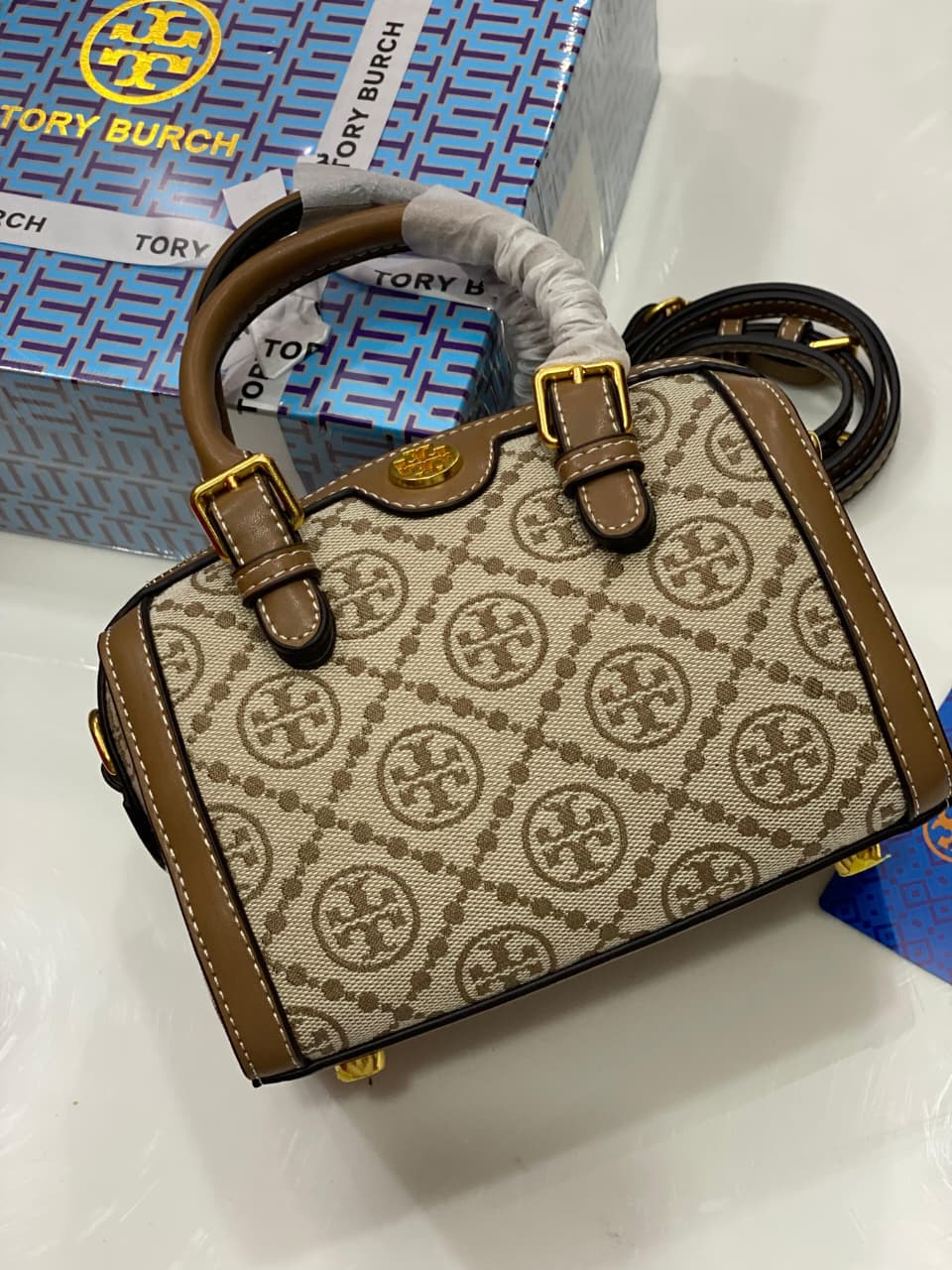 Tory Burch T Monogram Jacquard Barrel Petite Bag