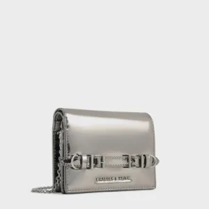 Sloane Metallic Chain-Handle Wallet - Pewter
