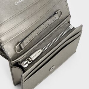 Sloane Metallic Chain-Handle Wallet - Pewter