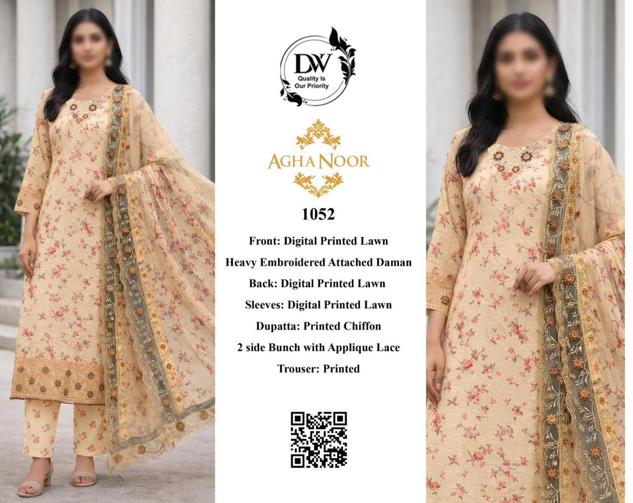 Agha Noor Lawn 3 Piece Suit Agha Noor Lawn 3 Piece Suit