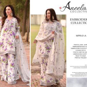 Aneela Lawn 3 Piece Suit 2026 – Heavy Spangle Twin Sitara Collection