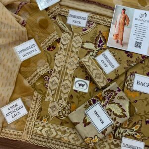 Baroque lawn suit chiffon dupatta detail