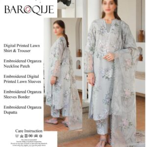 Baroque luxury lawn 3 piece suit